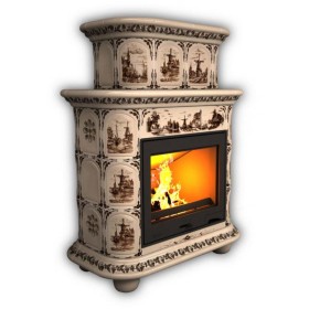 Печь-камин ПРОВАНС центральный двухъярусный (цвет изразцов художественная роспись Голландия) КИМРпечь            